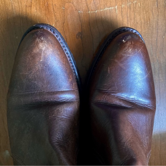 *Defect* Frye 9M Dorado Lug Riding Boots Brown w/ Rabbit Fur - Picture 9 of 15